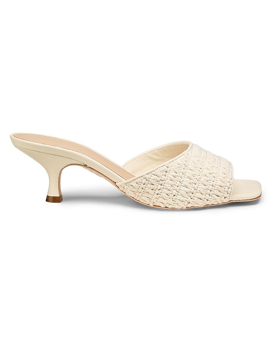 Women's 55MM Crochet Mules - White Crochet - Size 12