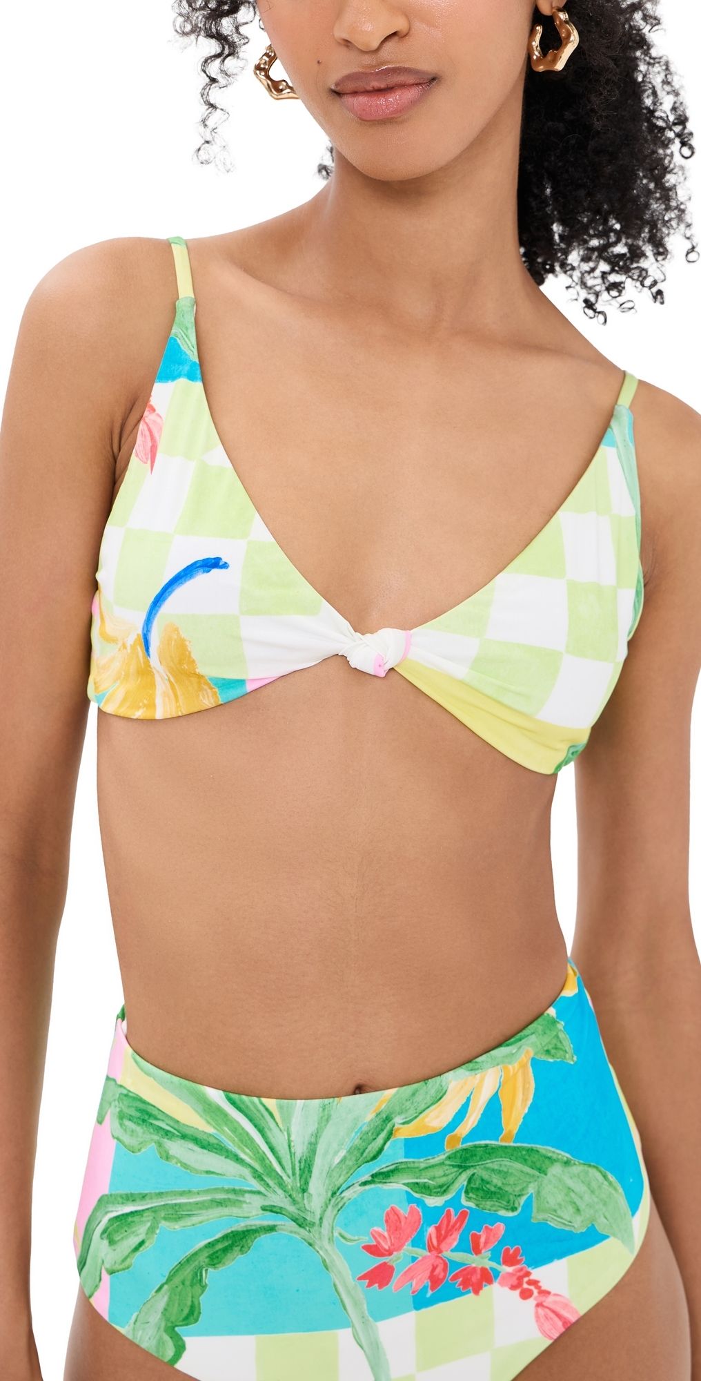 MINKPINK Palmira Knot Bikini Top Vacation Palms M