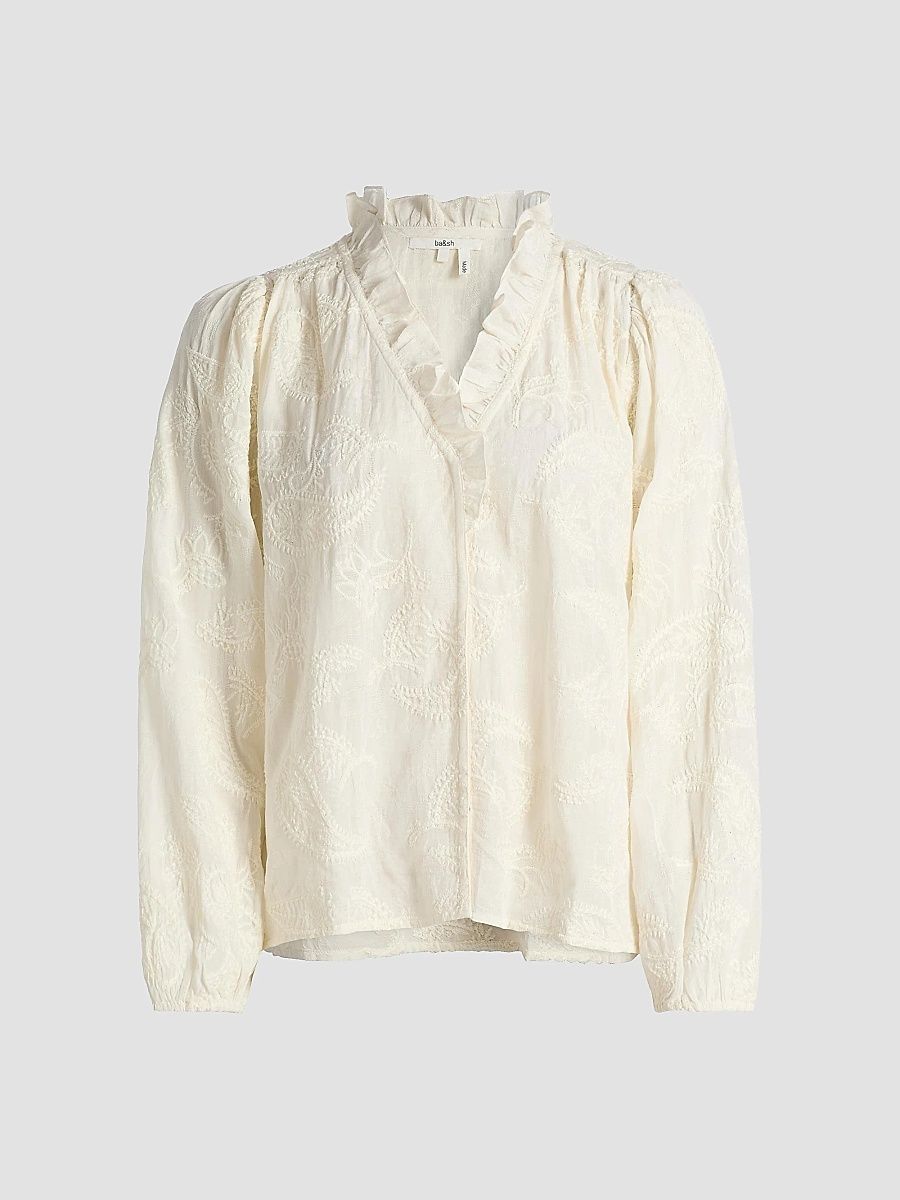 ba & sh Women's Petty Embroidered Blouse - Ecru - Size Large