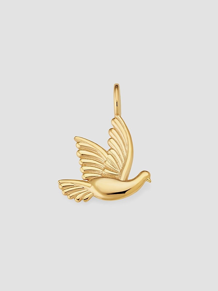Women's Freedom Dove Pendant Charm in 14K Yellow Gold - Gold