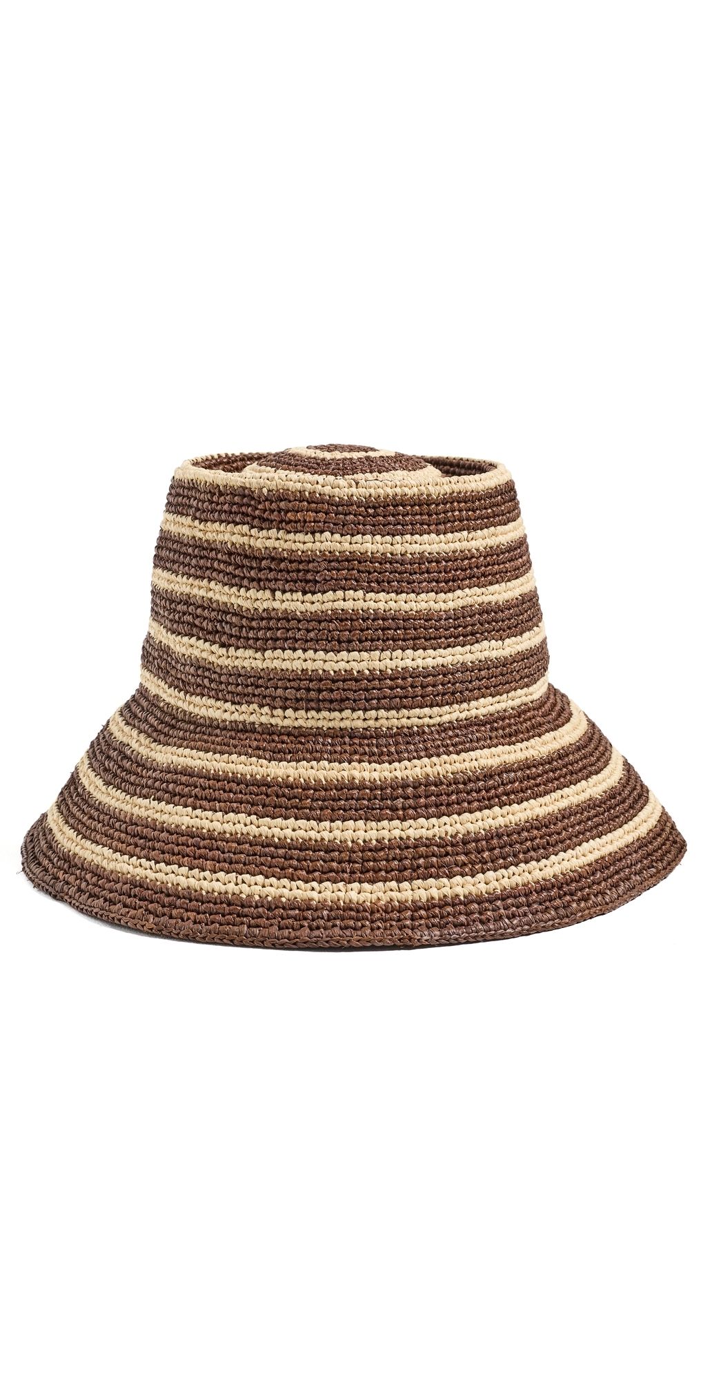 Janessa Leone Felix Straw Hat Walnut Stripe S