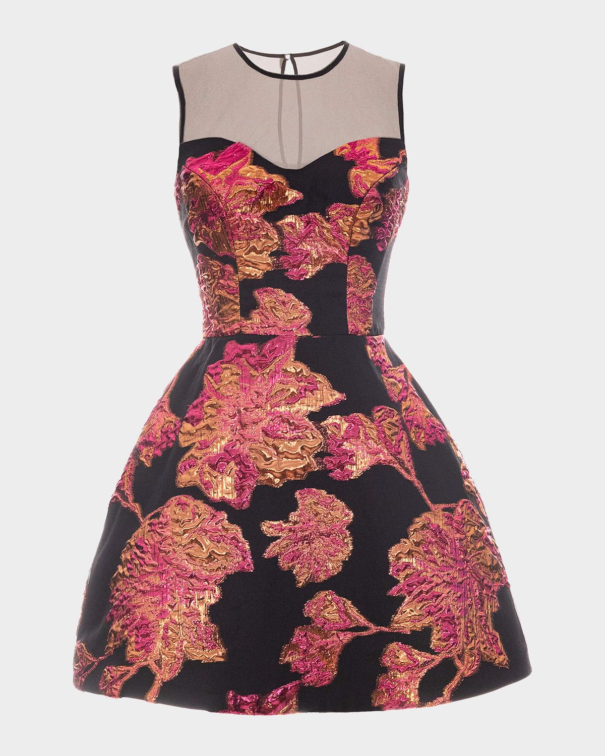 Kerra Metallic Jacquard Fit-&-Flare Mini Dress