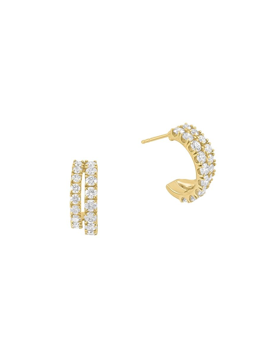 Women's 14K Yellow Gold & 1.41 TCW Diamond Double-Hoop Earrings - Yellow Gold