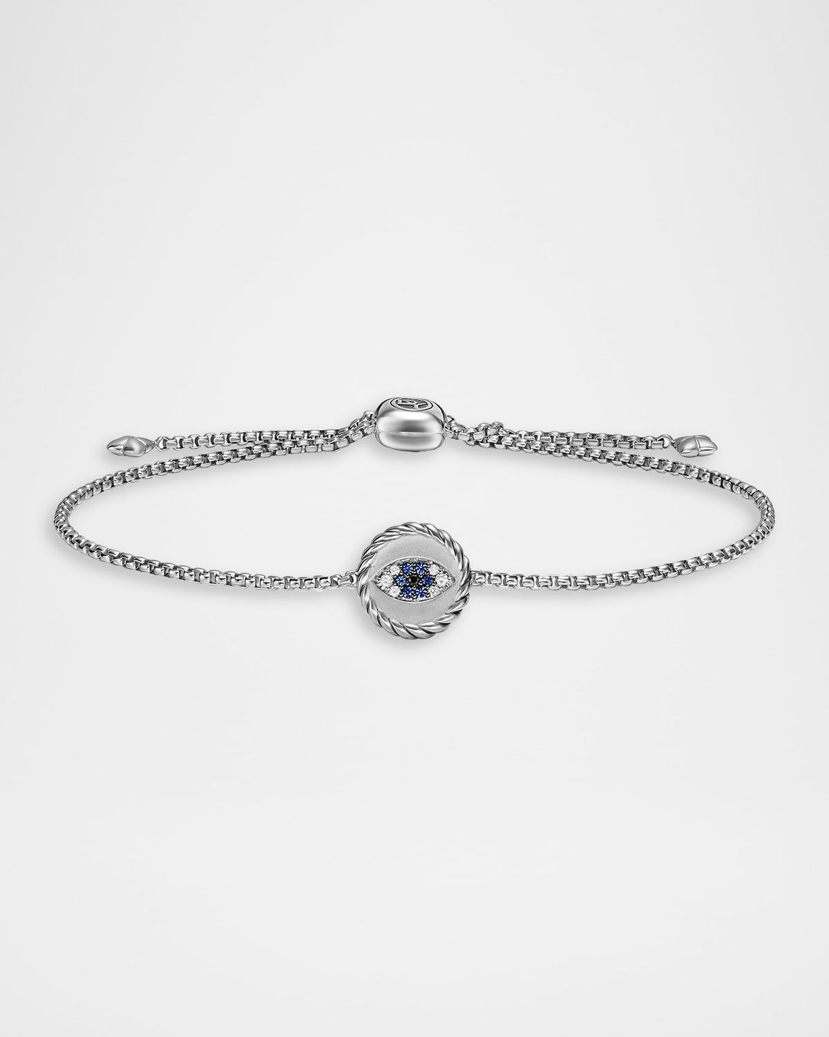 Cable Collectibles Evil Eye Bracelet with Diamonds and Sapphire in Silver, 11mm