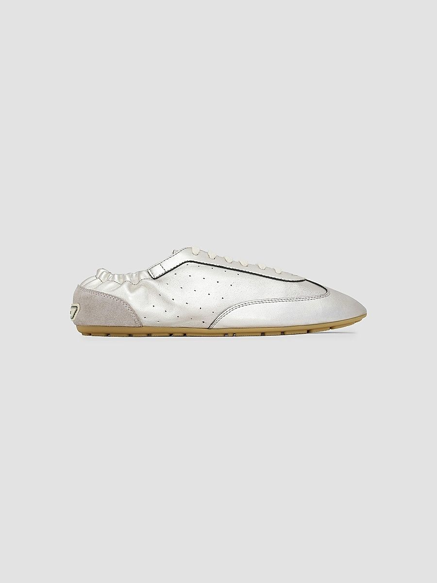 Saint Laurent Women's Lewis Sneakers in Metallic Leather and Suede - Silver Pale - Size 9.5