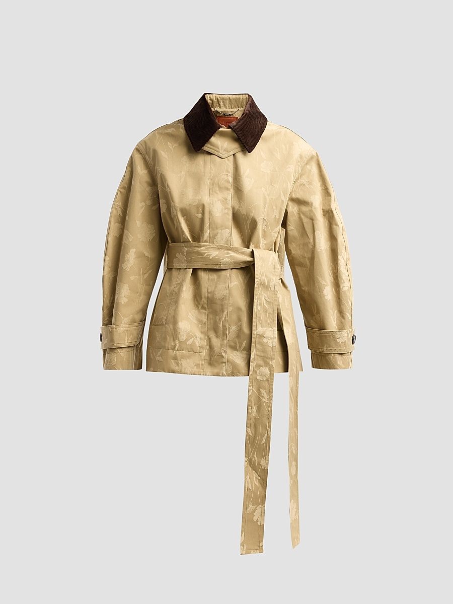 Women's Poppy Cotton Jacquard Oversized Jacket - Camel - Size Medium