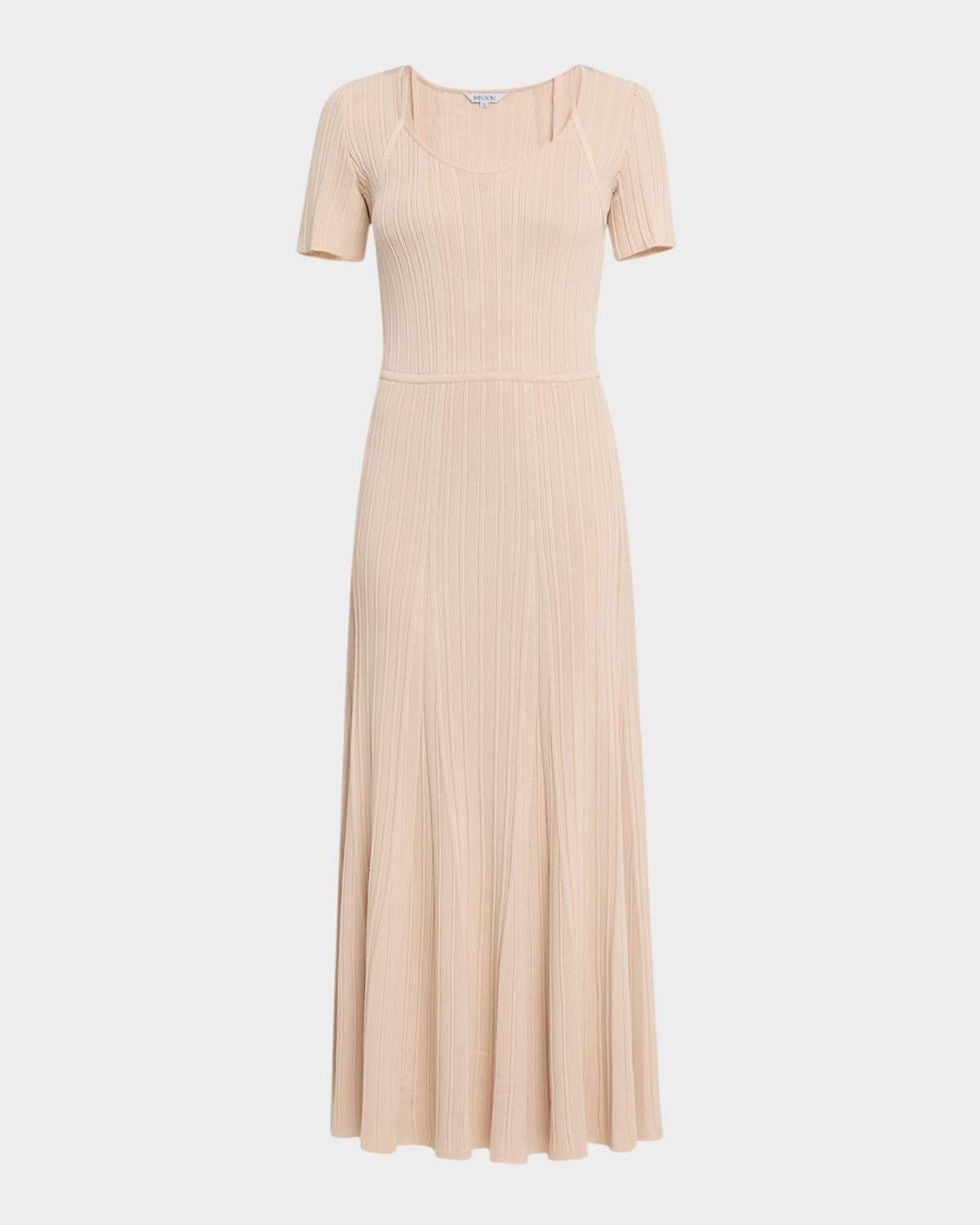 Fit & Flare Ribbed Knit Maxi Dress