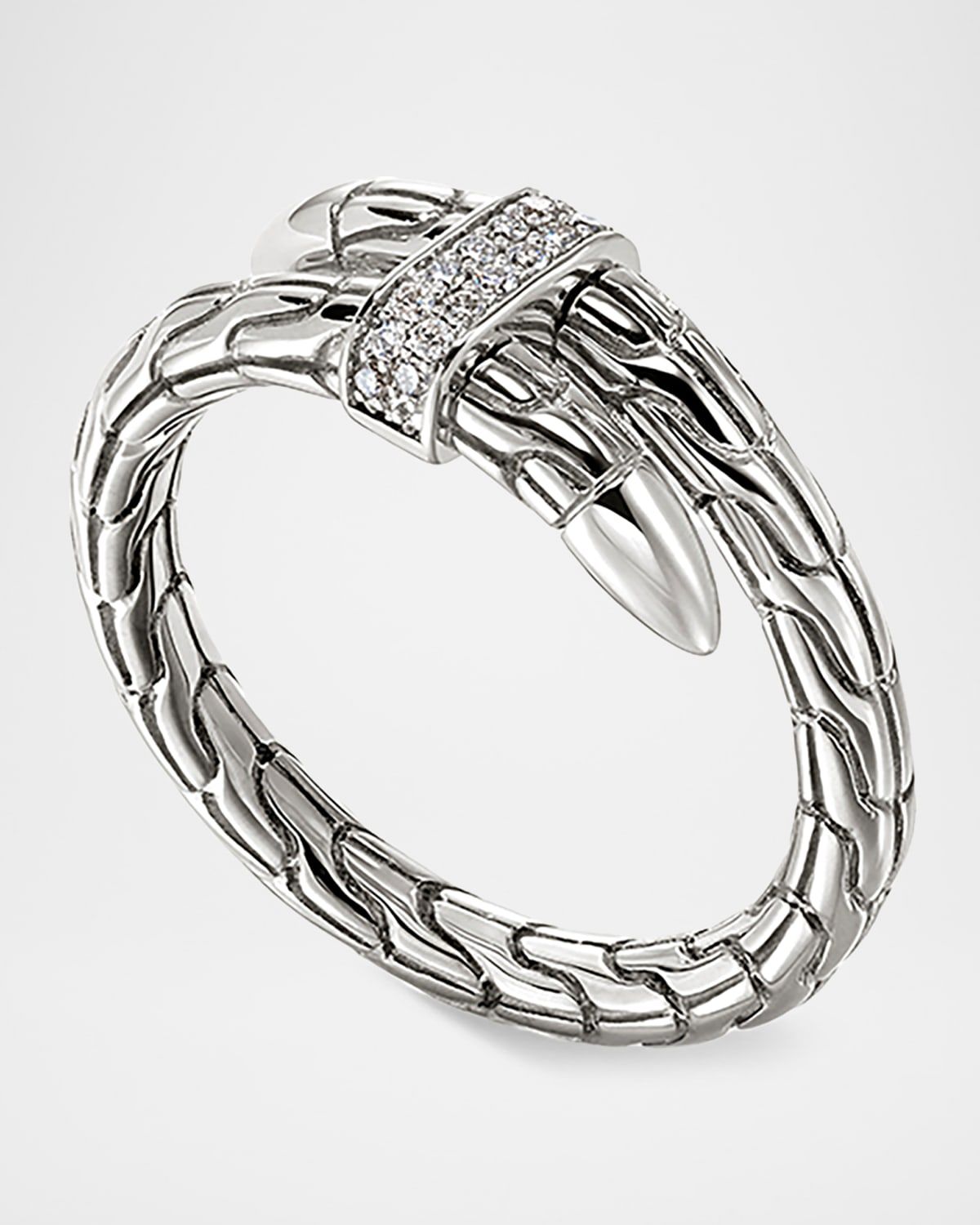Sterling Silver Diamond Pave Spear Ring