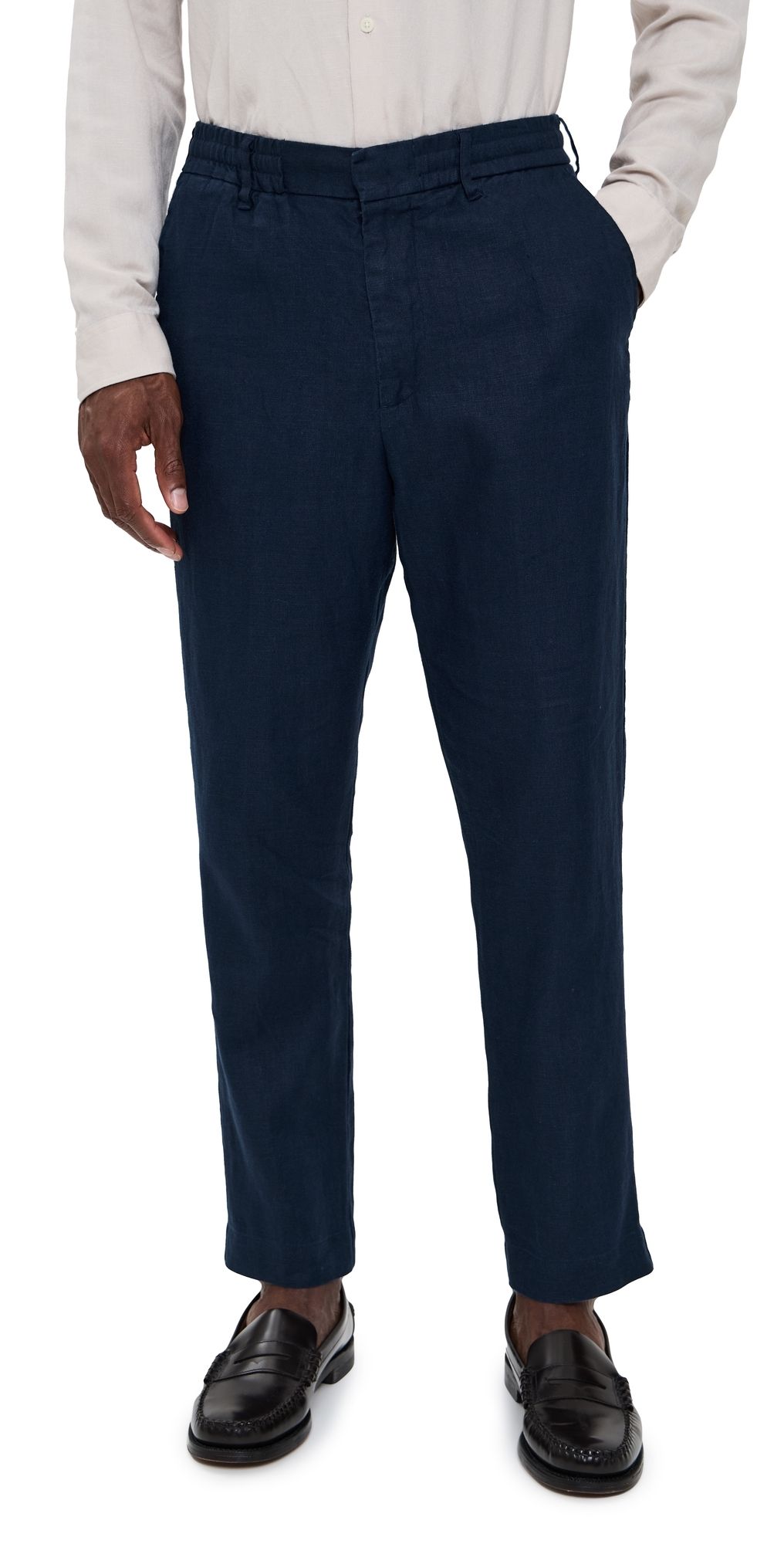 NN07 Billie Drawstring Linen Pants 32 Navy Blue 32