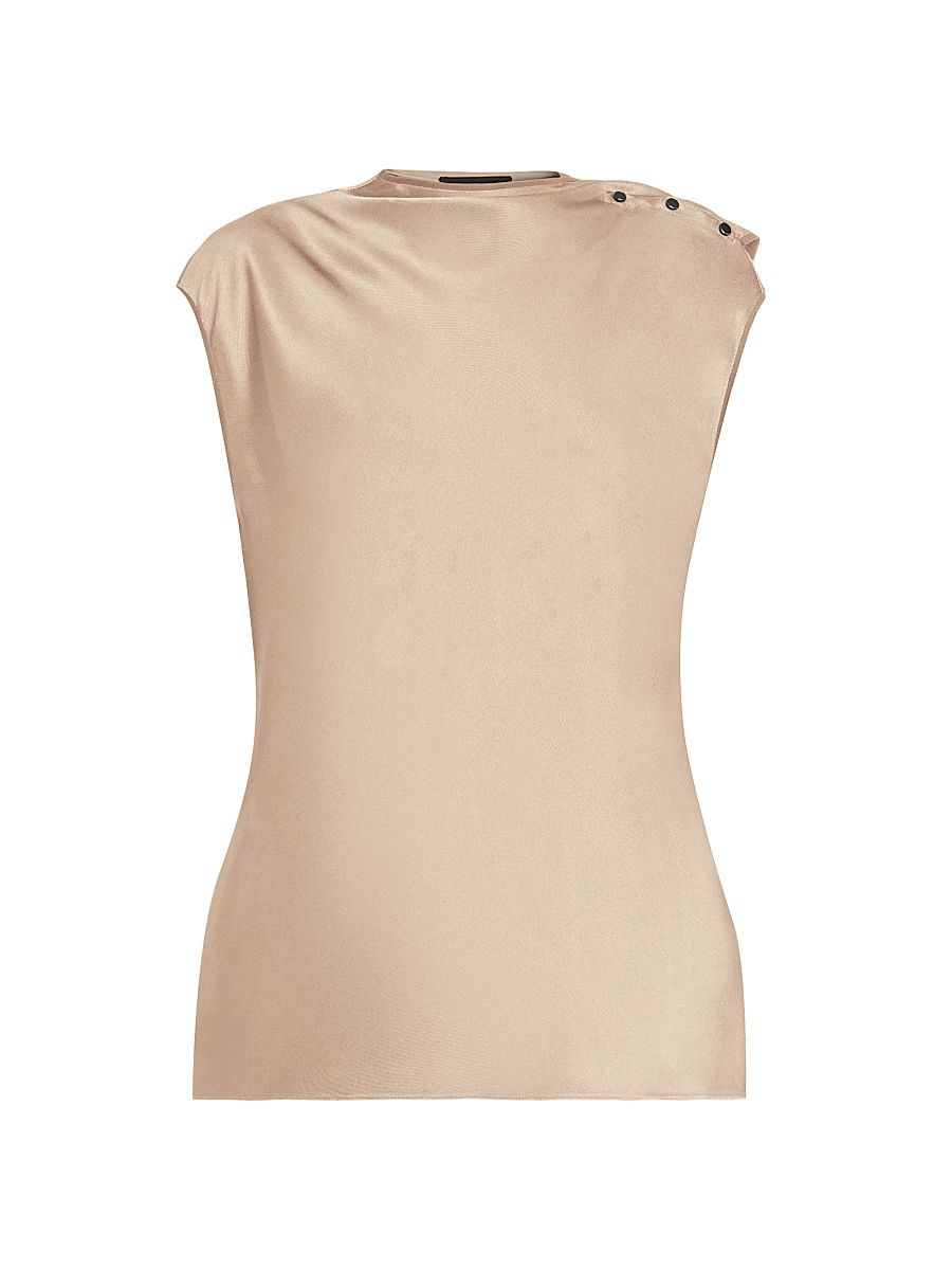 Women's Buttoned Silk Satin Blouse - Savannah - Size 10