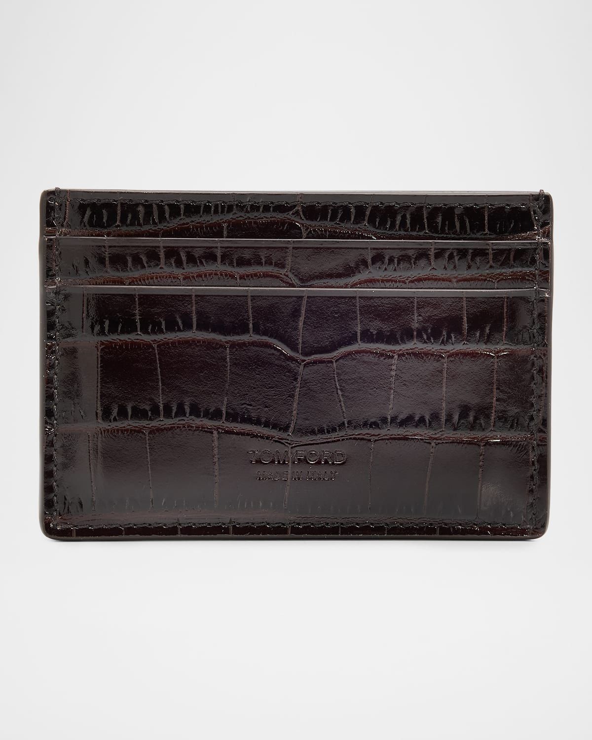 Men & apos;s Exotic Line Croc-Embossed Leather Card Case