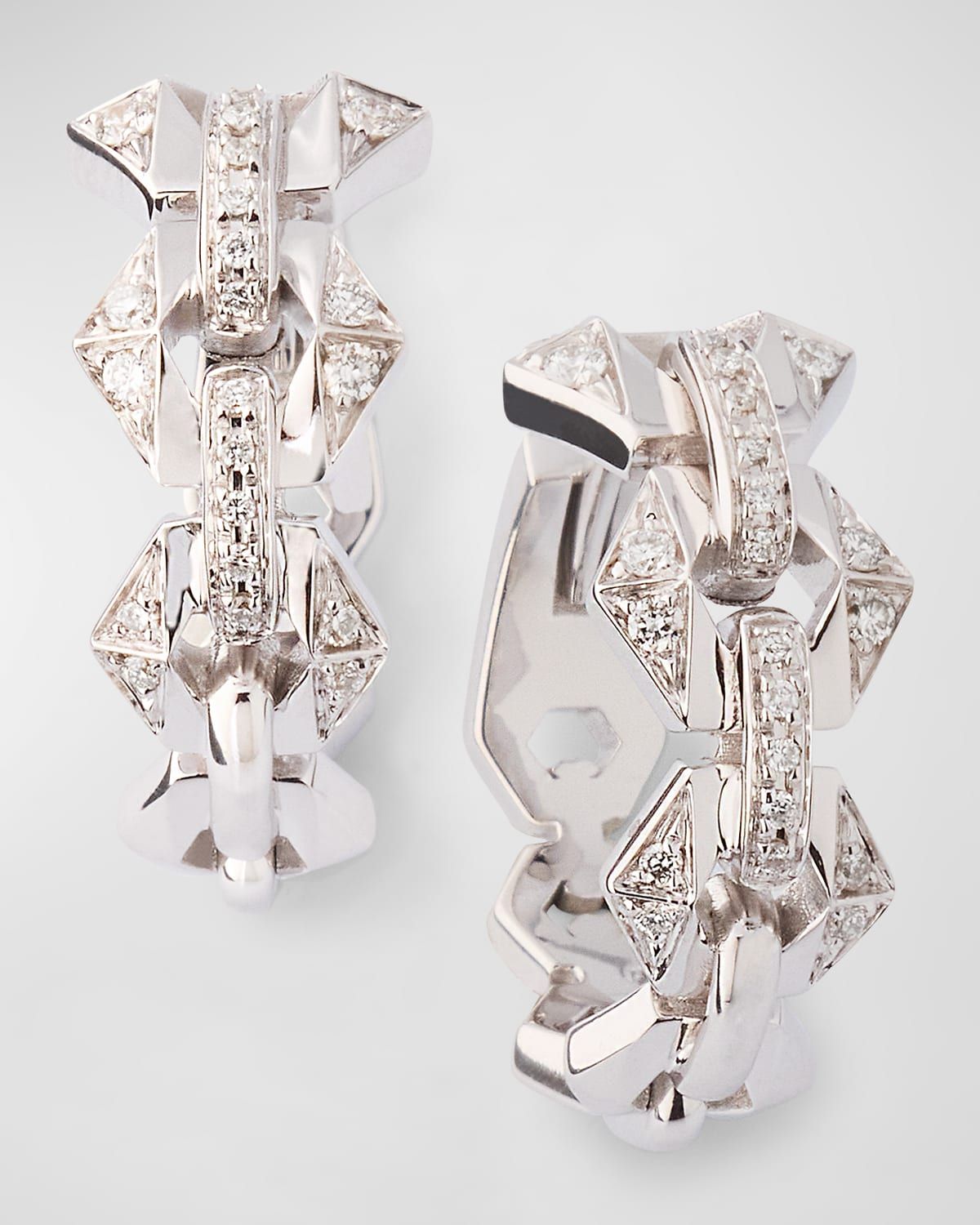 18K White Gold Flow Hoop Earrings with Diamonds