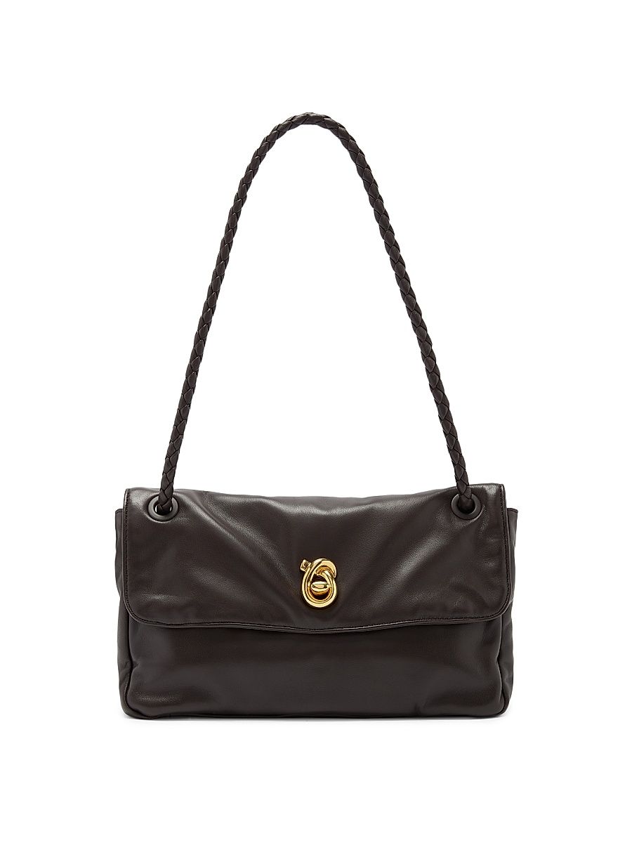 Women's Soft Lock Leather Shoulder Bag - Sea Salt