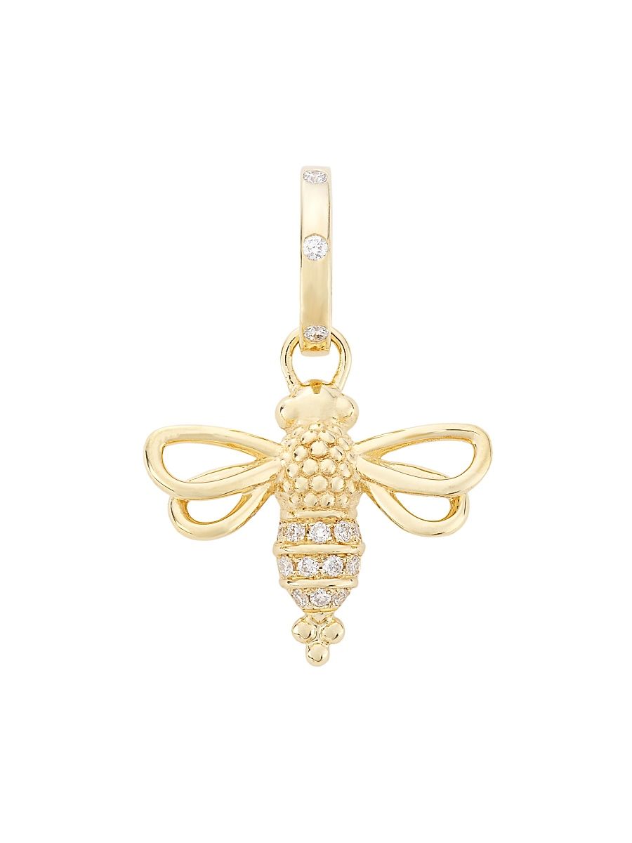 Women's Tree Of Life 18K Yellow Gold & Diamond Resting Bee Pendant - Yellow Gold