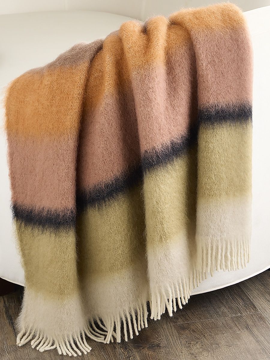 Serenity Mohair-Merino Wool Throw Blanket - Cream
