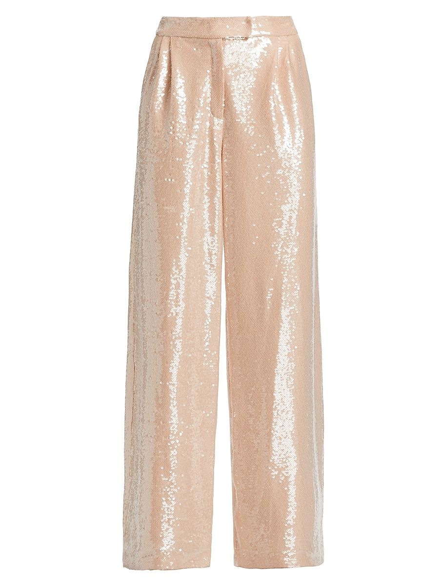 Women's Sequin Oversized Tailored Pants - Ivory - Size Small