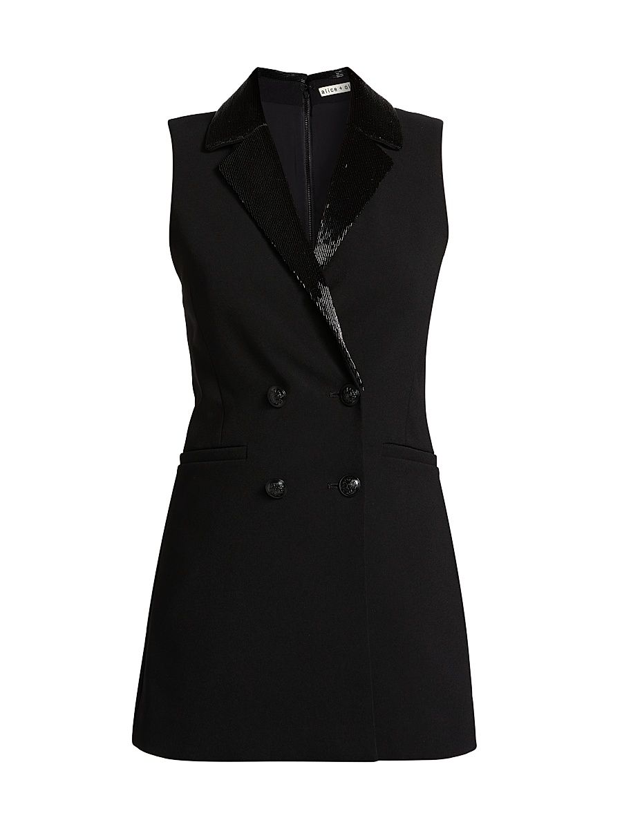 Women's Carlena Sequined Blazer Minidress - Black - Size 12