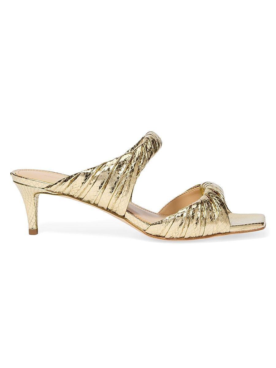 Women's Kiana 50MM Metallic Leather Sandals - Pale Gold - Size 9