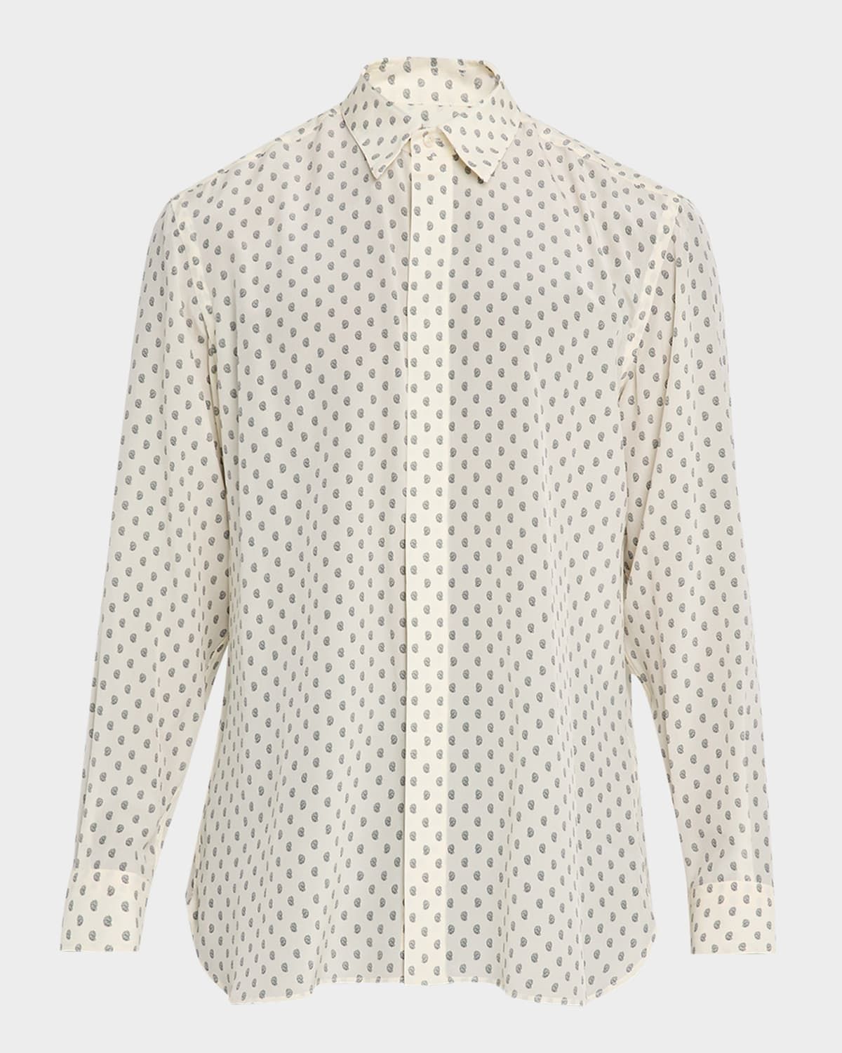 Men & apos;s Crepe de Chine Silk Paisley Dress Shirt