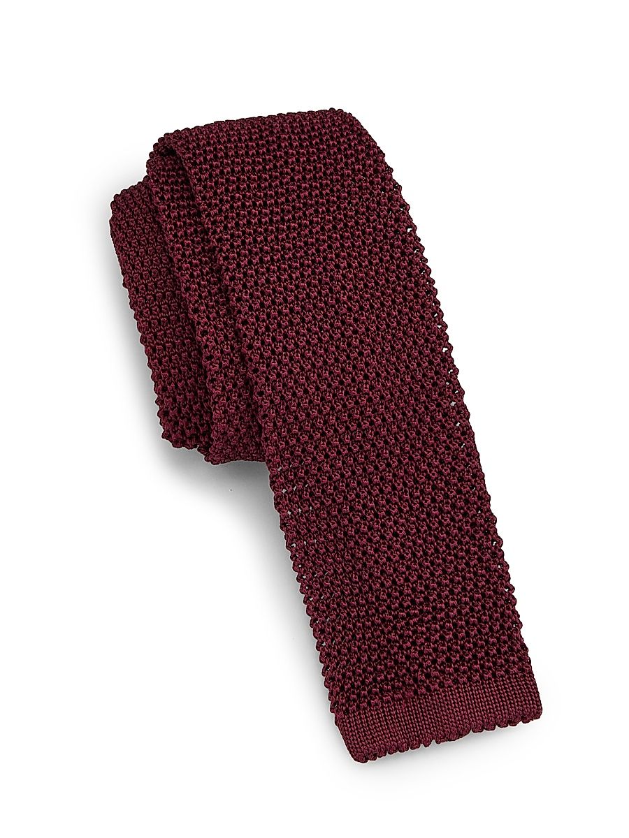 Men's Knit Silk Tie - Burgundy