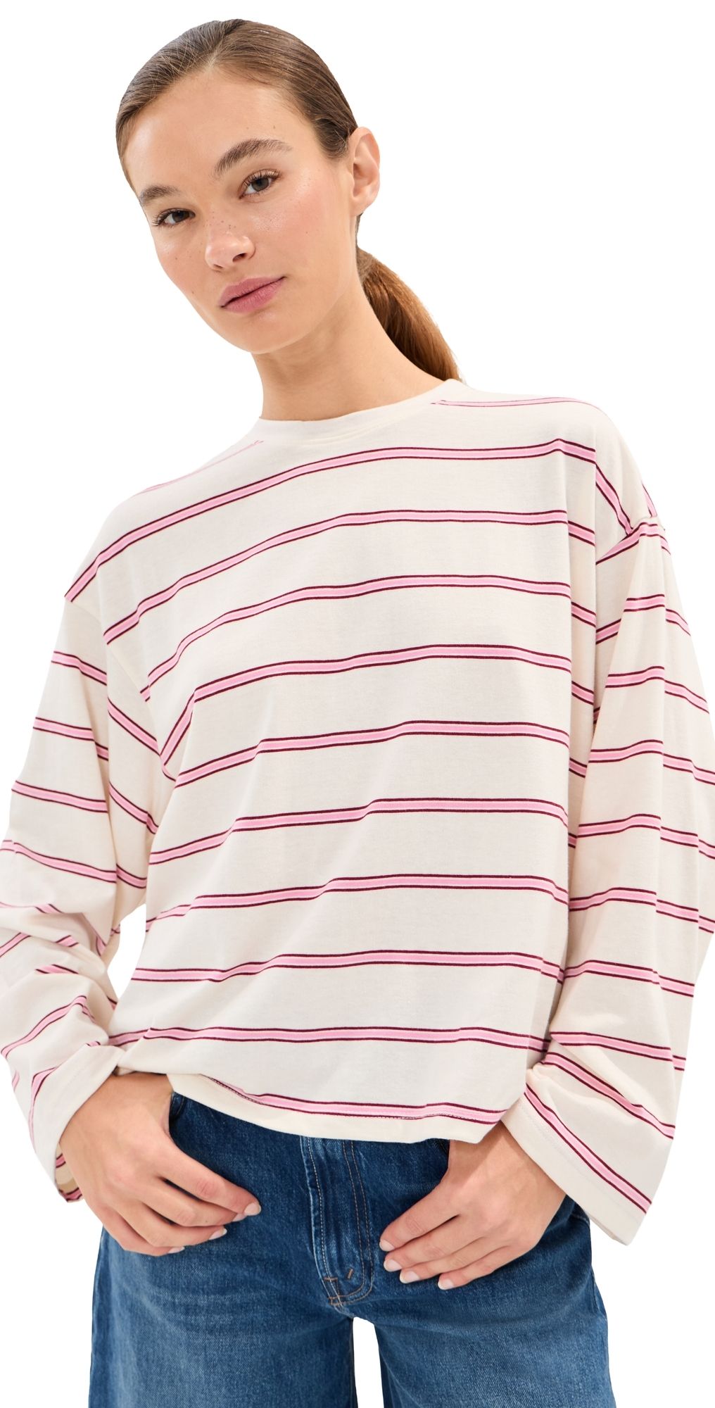 State & Lake Bobbi Stripe Tee Garden/Ballet XS