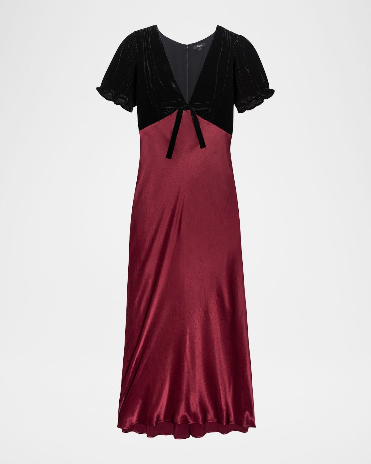 Dory V-Neck Velvet & Satin Midi Dress