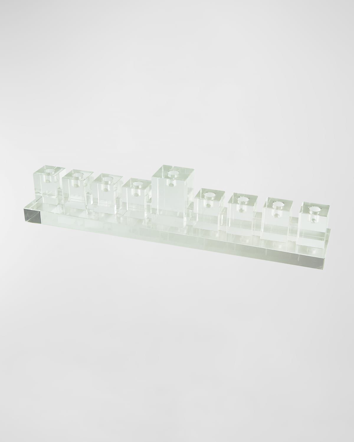 Crystal Menorah - Clear W/Blue