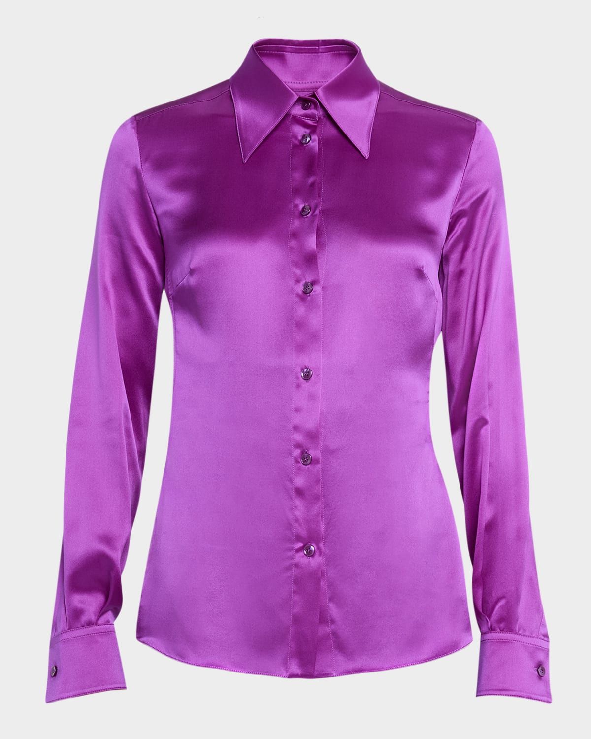 Silk Slim Button-Down Shirt