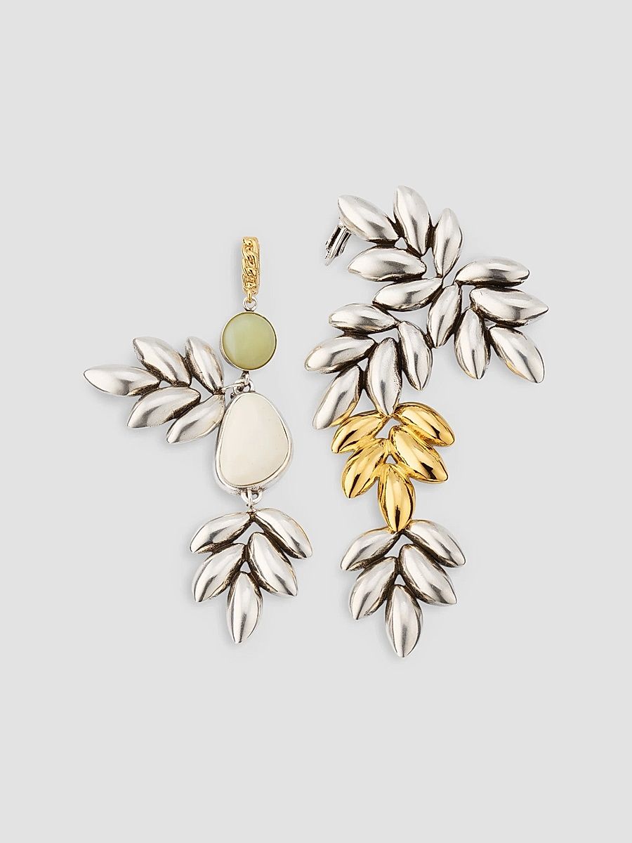 Isabel Marant Women's Asymmetric Floral Drop Earrings - Silver Dore