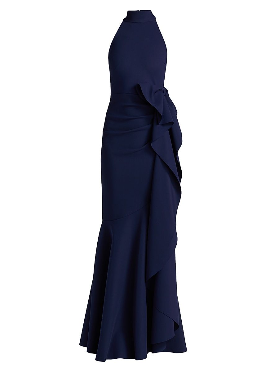 Women's Gumaco Jersey Halterneck Gown - Blu Notte - Size 8