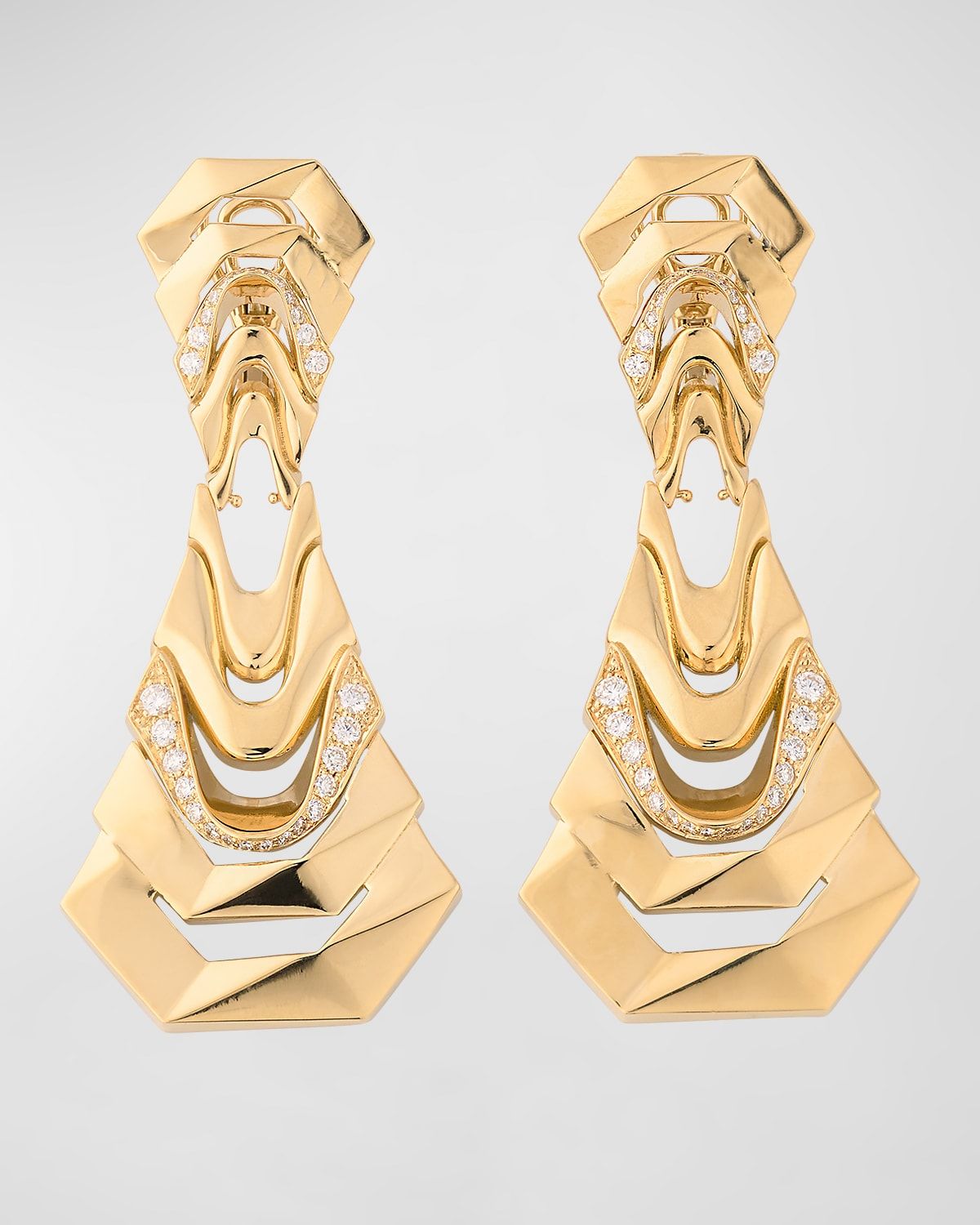 18k Yellow Gold Diamond White Crow Earrings