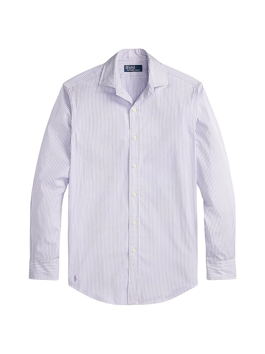 Men's Striped Cotton Poplin Shirt - Sky Lavender - Size XXL