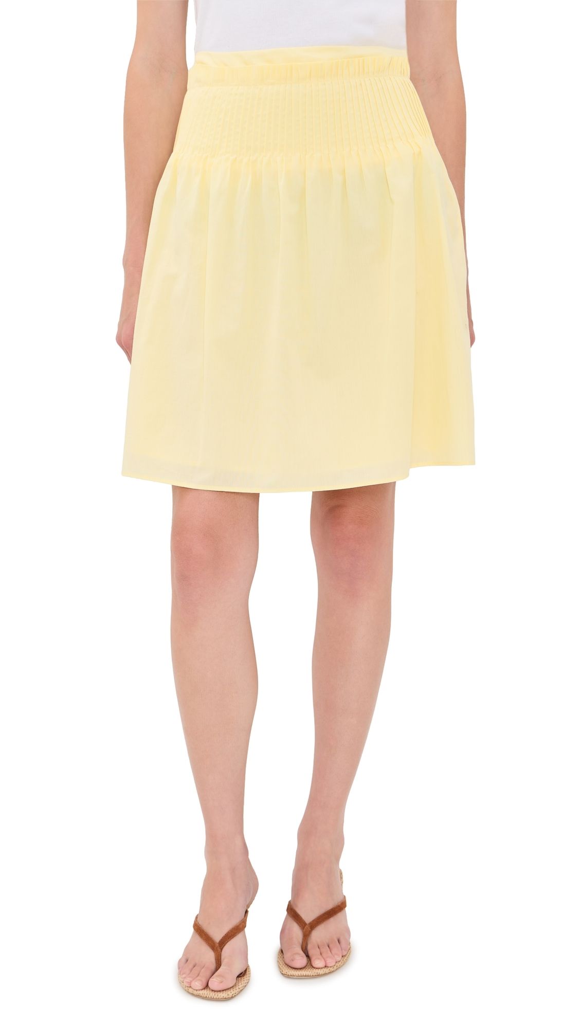 SIR. Rochelle Pintuck Midi Skirt Pale Yellow 3
