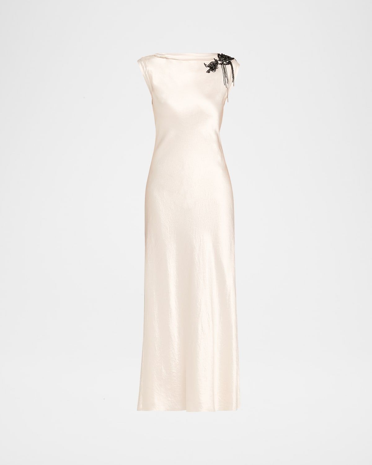 Embellished Washed Twill Column Gown