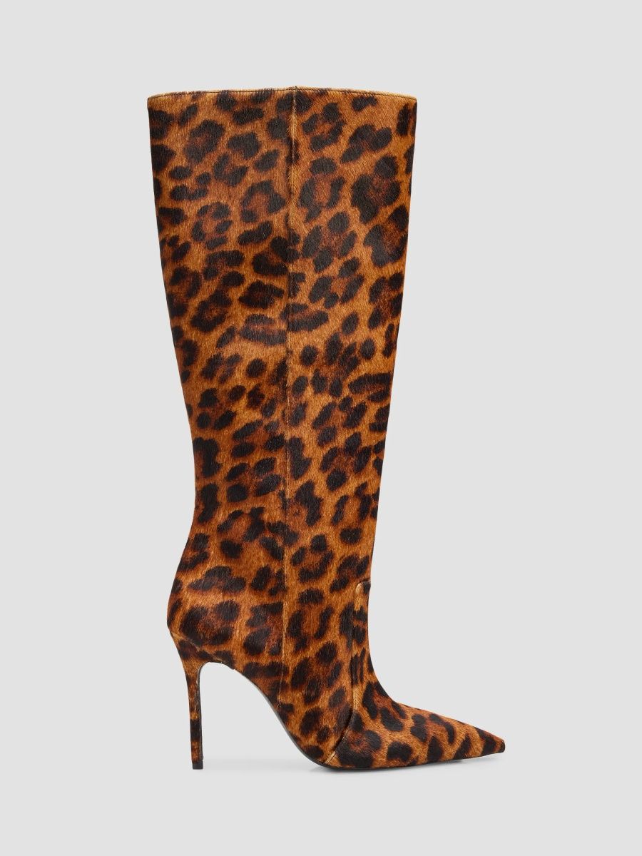 Schutz Women's Samira 100MM Leopard-Print Fur Boots - Leopard Print - Size 11