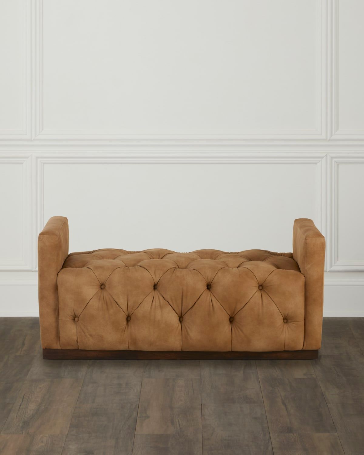 Zyla Tufted Leather Bench, 56"