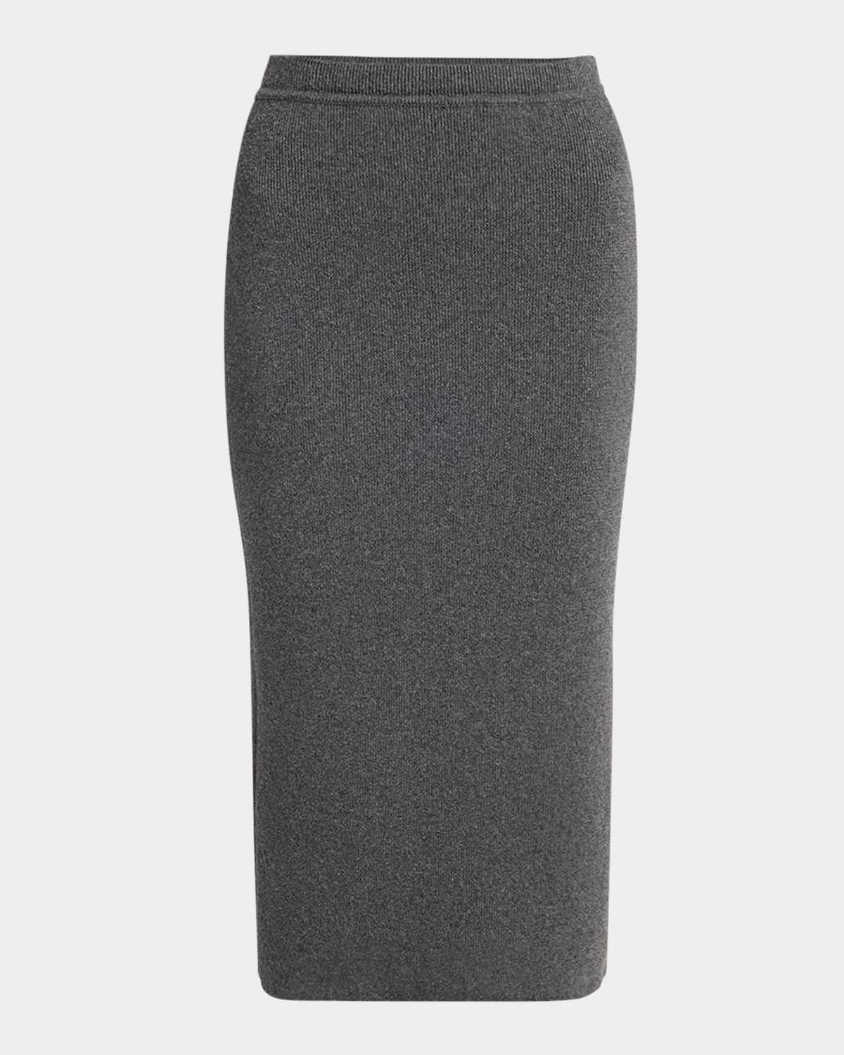 Fine Cashmere-Cotton Rib Pencil Skirt