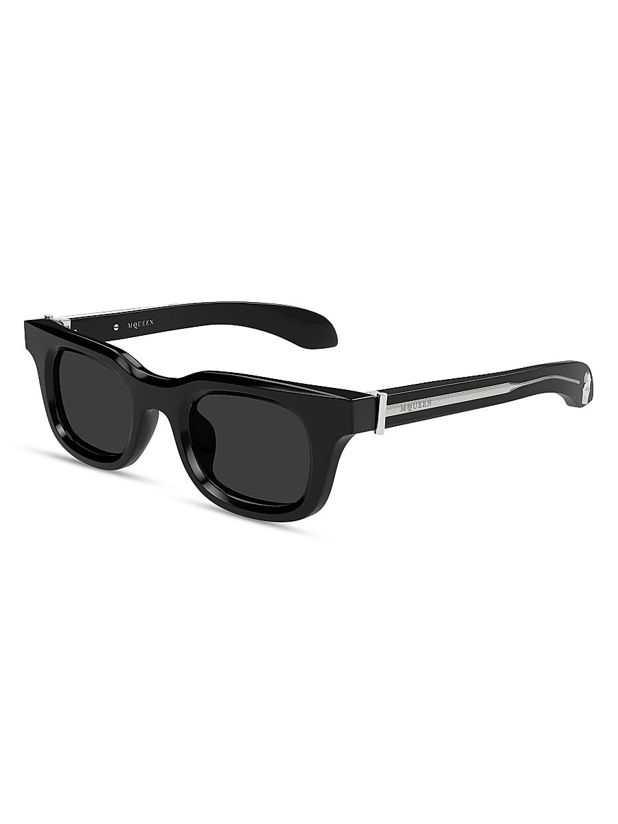Men's Skull Hardware 46MM Square Sunglasses - Black