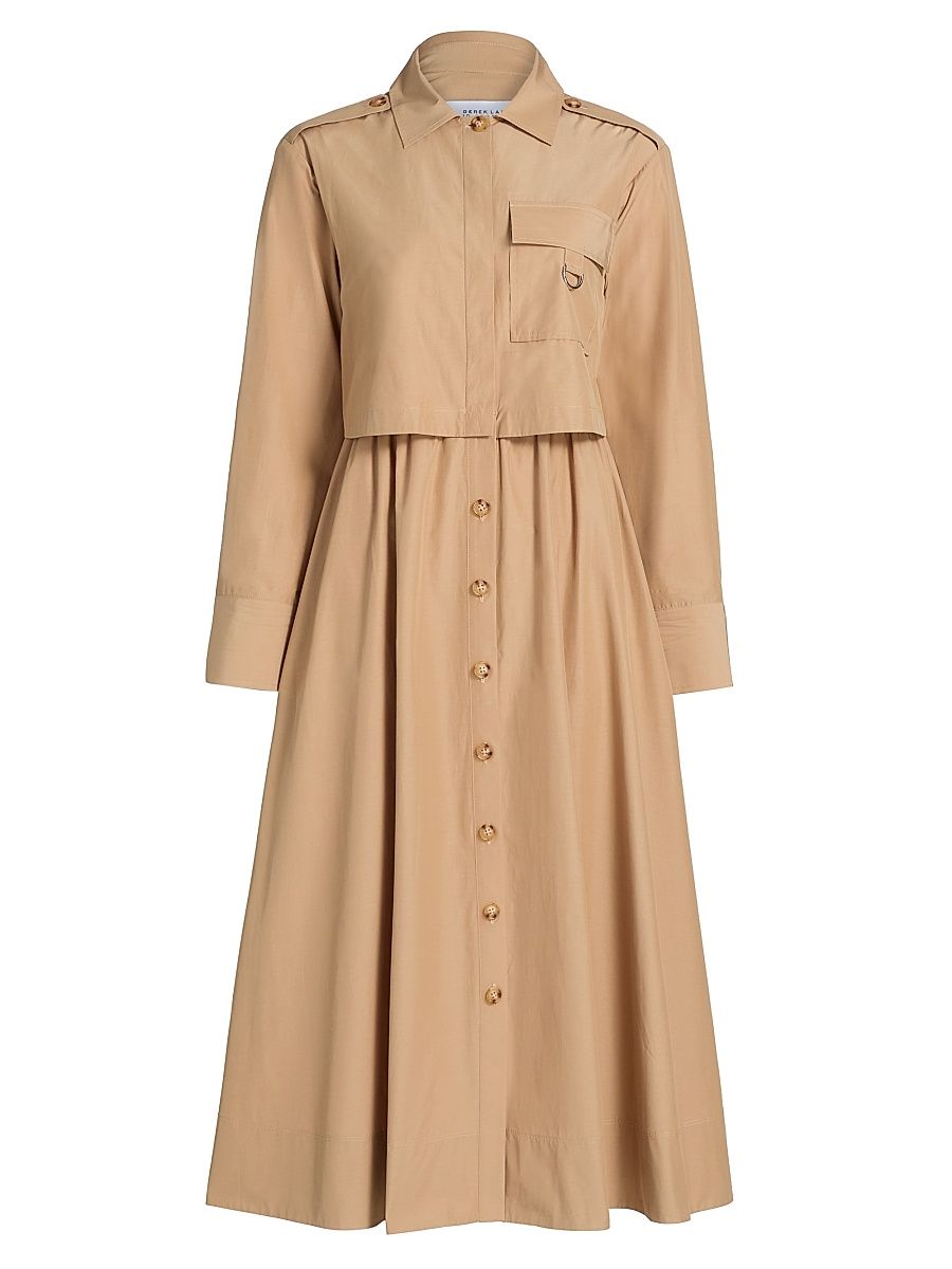 Women's Janine Poplin Trench-Style Midi-Dress - Camel - Size 12