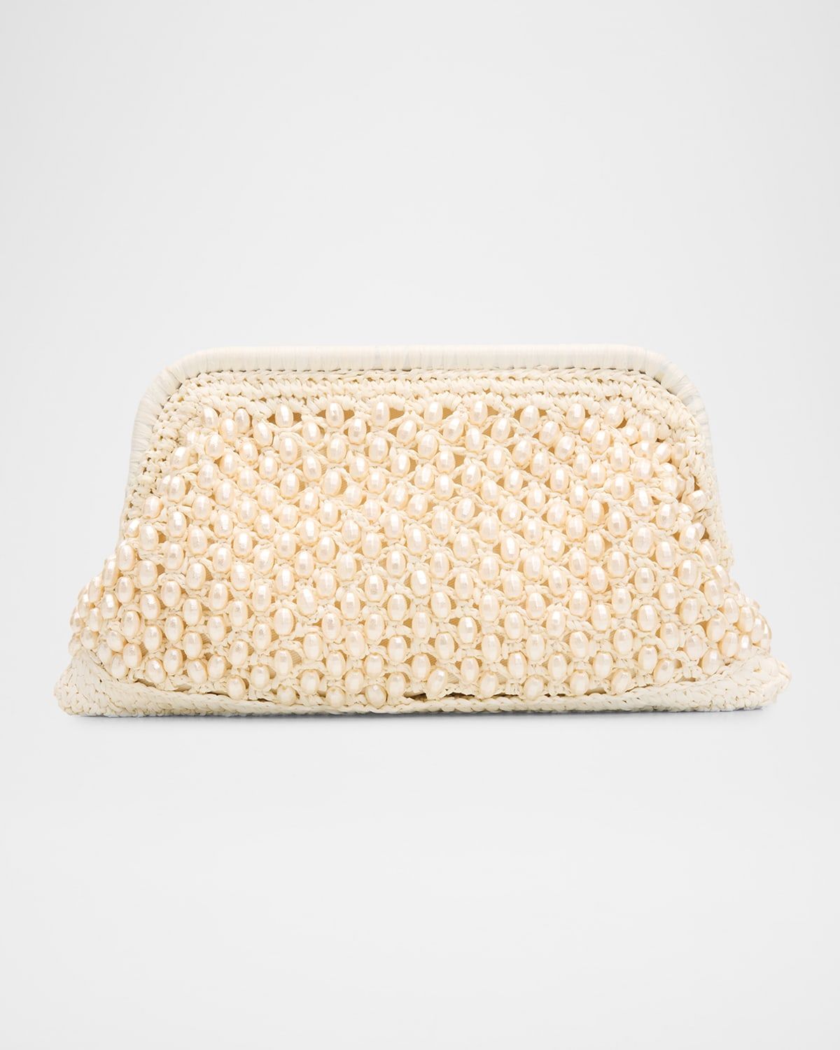 Perola Pearly Beaded Raffia Clutch Bag