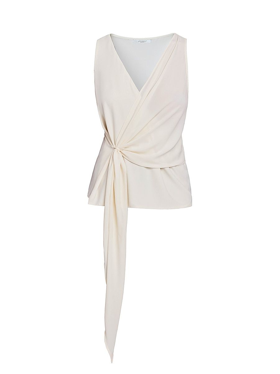 Women's Danna Crepe Faux-Wrap Top - Cream - Size 12