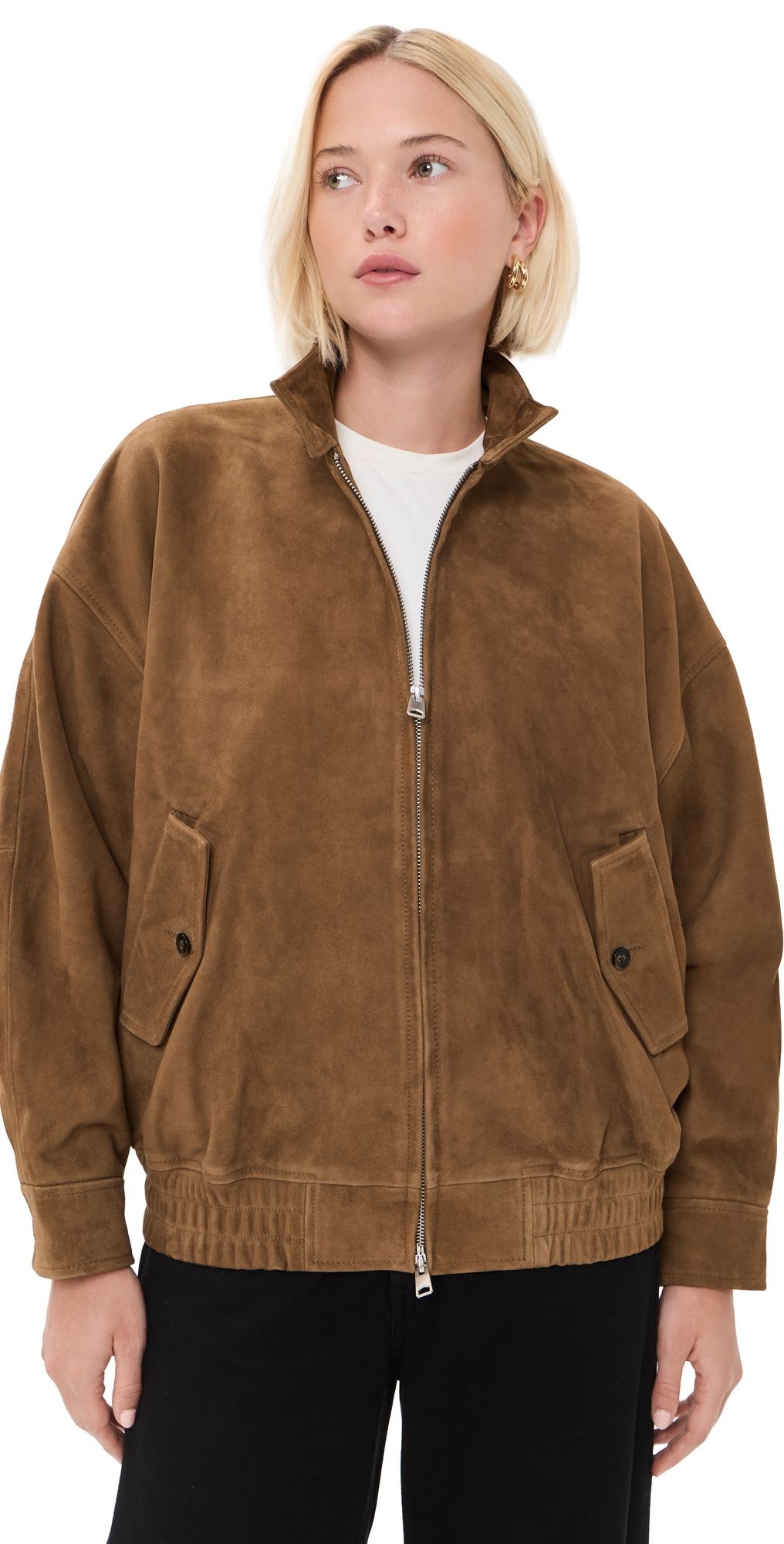 AGOLDE Blair Goatskin Suede Jacket Pecan XL