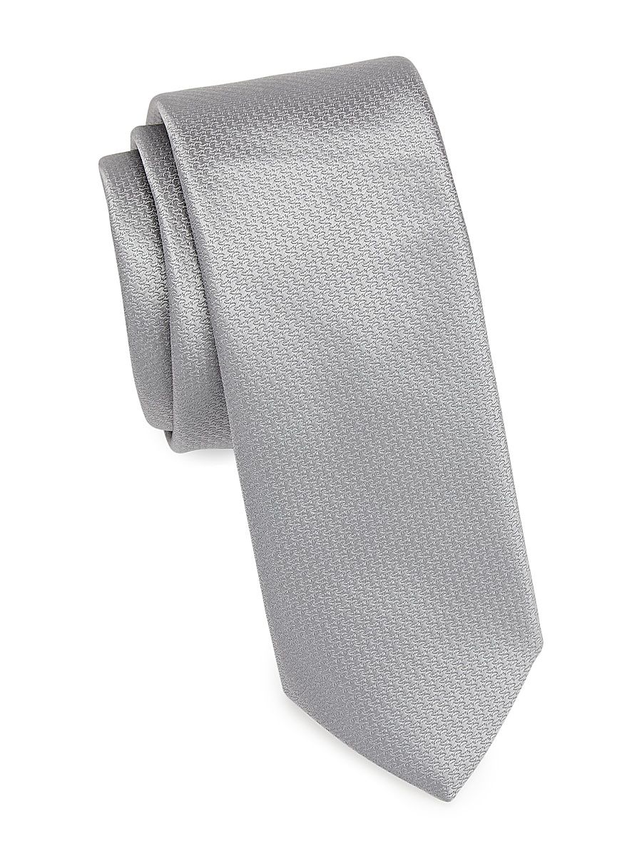 Men's COLLECTION Formal Skinny Silk Tie - Silver