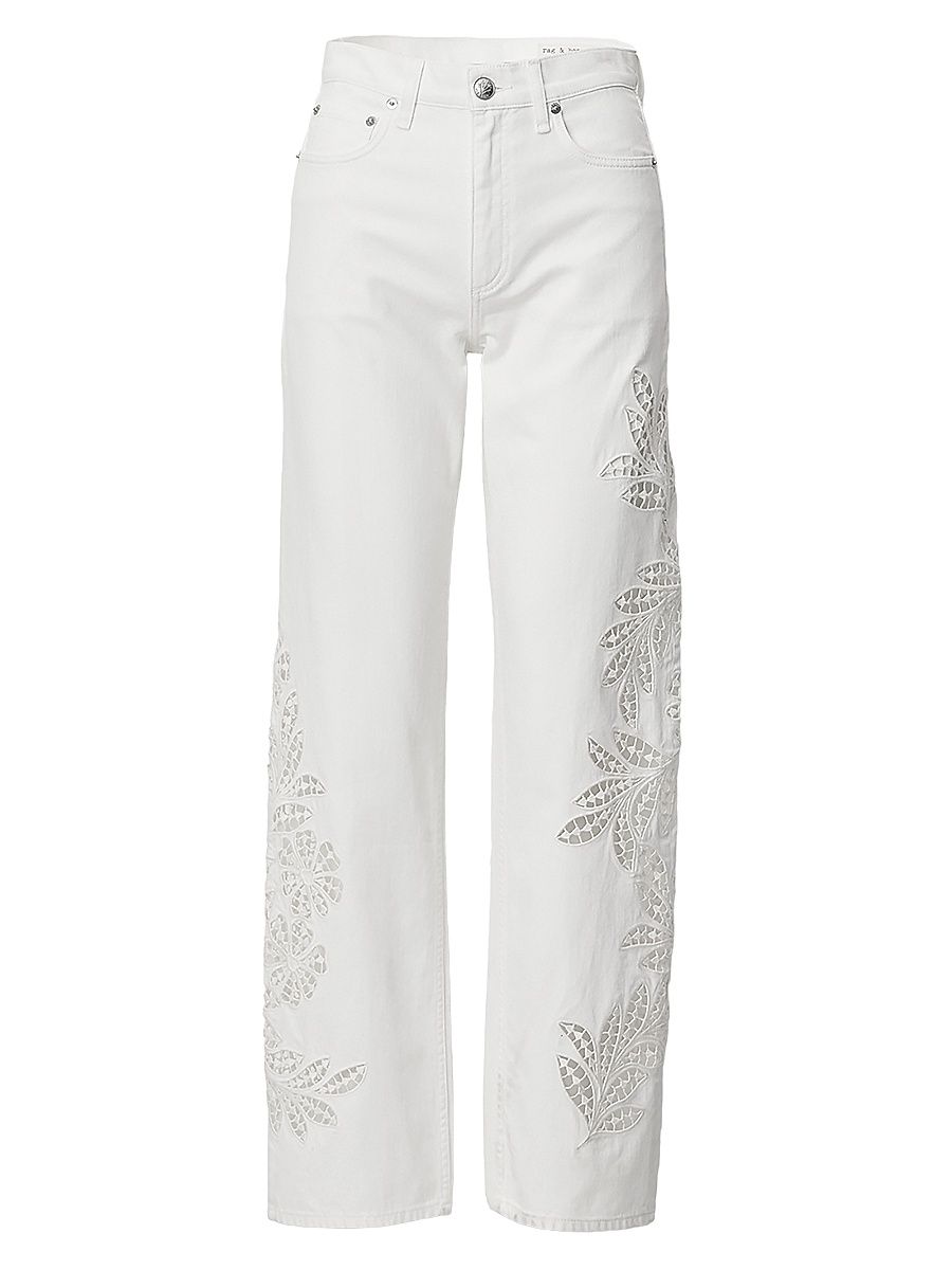 Women's Shea Full High-Rise Straight-Leg Jeans - White Floral - Size 23