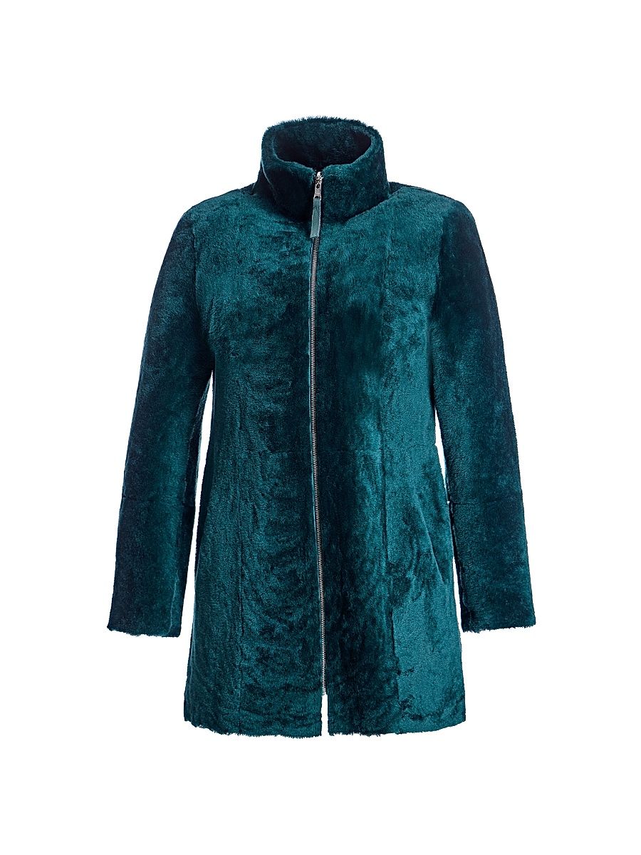Women's Maximilian Reversible Shearling Lamb Jacket - Forest Green - Size Large