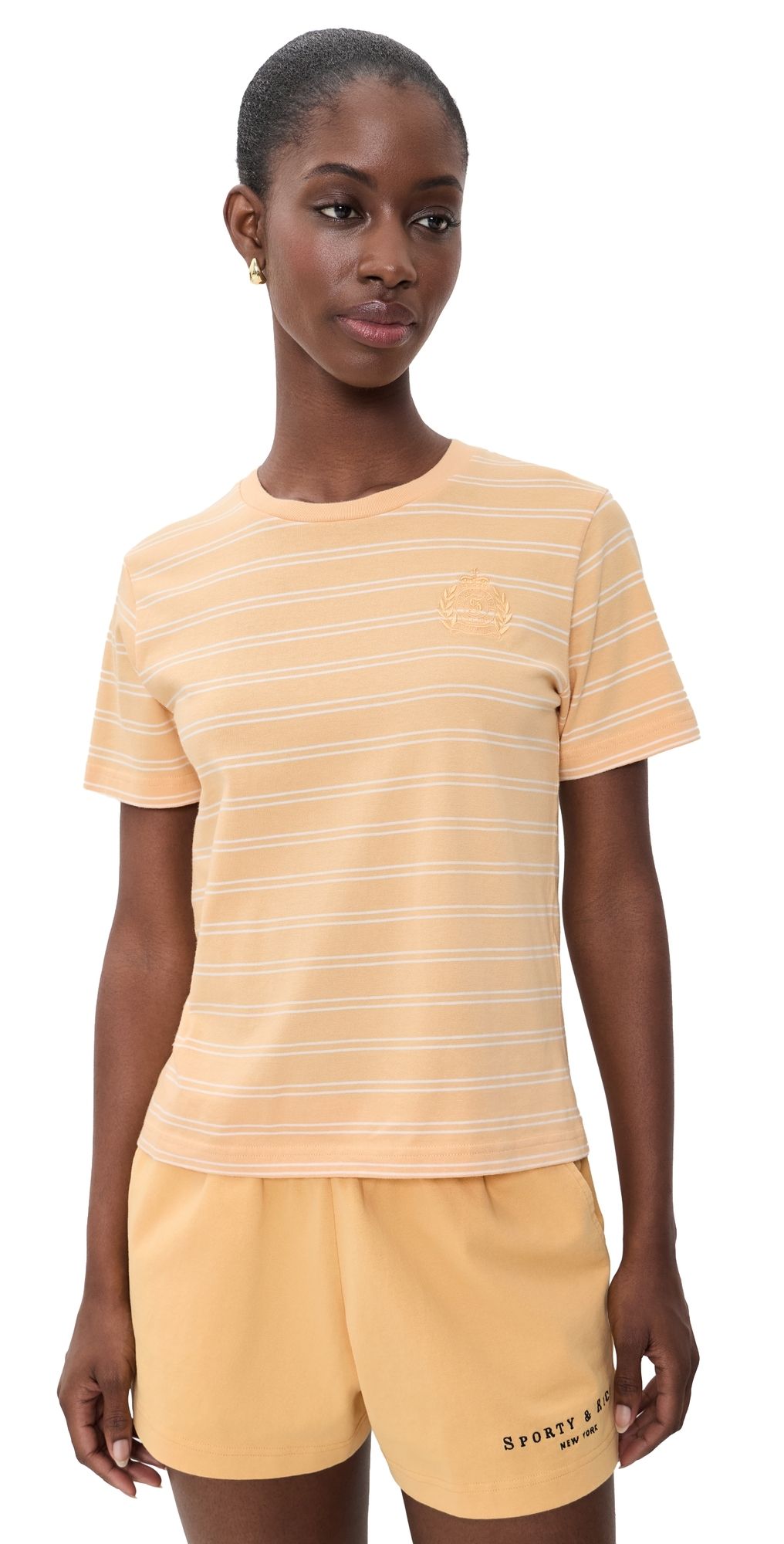 Sporty & Rich NY Crest T-Shirt Limone Striped Limone XL