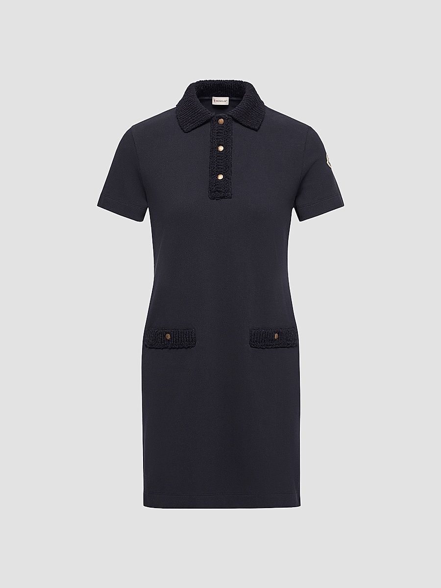 Women's Polo Dress in Cotton Piquet - Dark Blue - Size XL