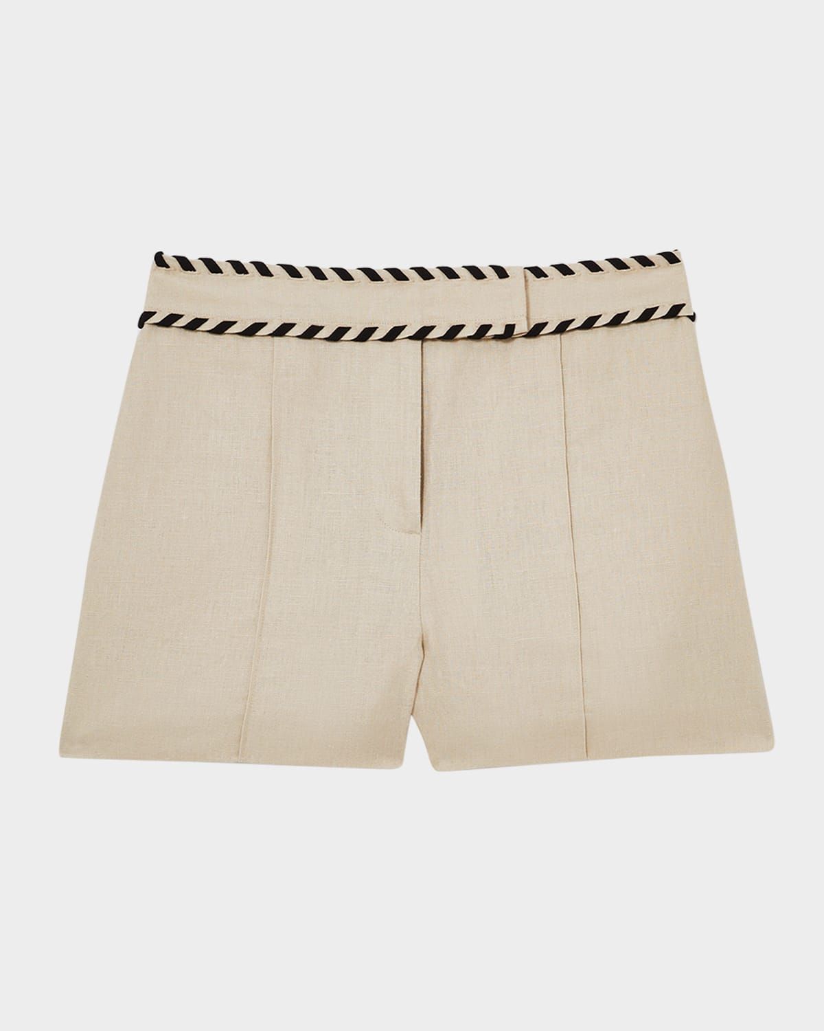 Fawn Whipstitch Linen Shorts