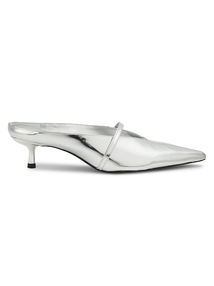Women's Sylvie 45MM Metallic Kitten Heels - Silver - Size 11