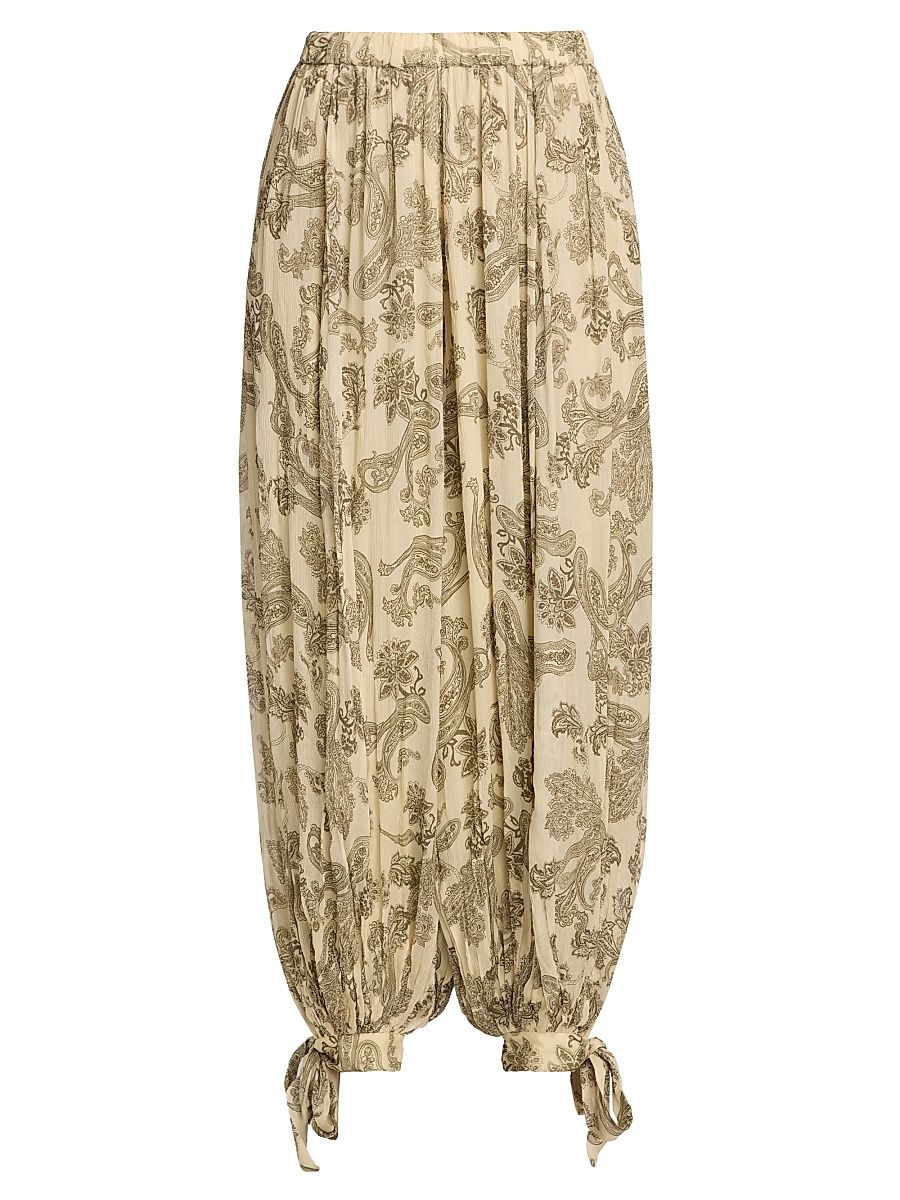 Women's Printed Tie-Cuff Harem Pants - Size XL